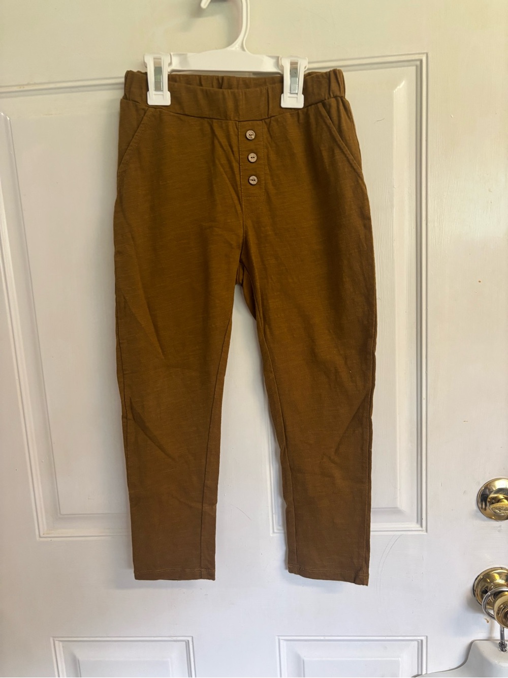 NWOT Size 6/7 Unisex Rylee & Cru rust/brown pull on elastic waist "Cru Pants.